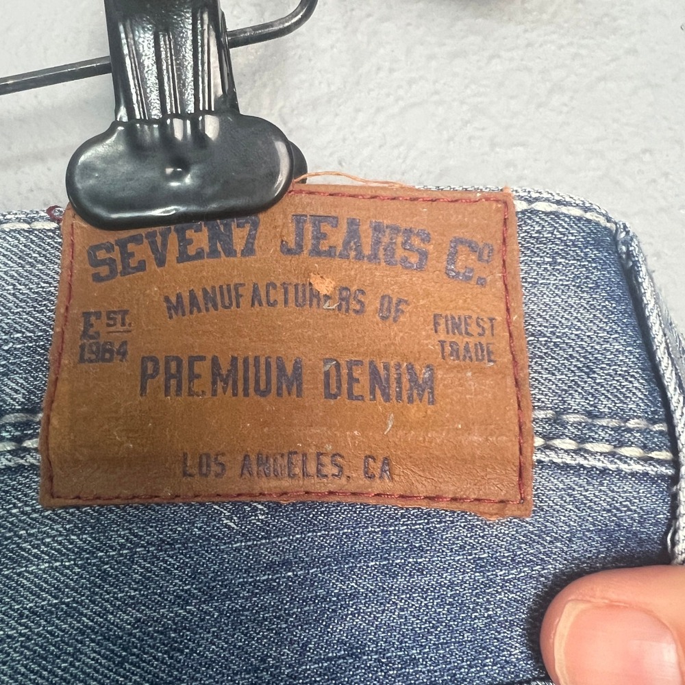 Seven7 Boot Fit Y2K Jeans Light White Wash Preppy Classic Western 38x33 Measured - Picture 4 of 11